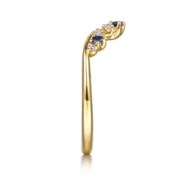 Best Gabriel & Co. Janay - 14K Yellow Gold Prong Set Sapphire and Diamond Anniversary Band - 0.07 ct