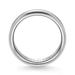 Clearance Gabriel & Co. Jason - 14K White Gold 6mm - Men's Wedding Band in Sandblast Finish