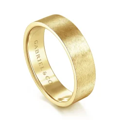 Sale Gabriel & Co. Jaxson - 14K Yellow Gold 6mm - Brushed Finish Men's Wedding Band