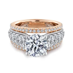 Outlet Gabriel & Co. Jessa - 14K White-Rose Gold Round Diamond Engagement Ring