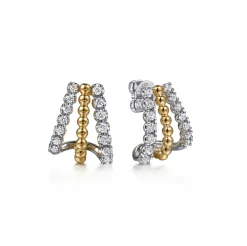 New Gabriel & Co. J Hoop Earrings 14K White and Yellow Gold Diamond 0.35ct