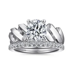 Hot Gabriel & Co. Joie - 14K White Gold Twisted Diamond Engagement Ring