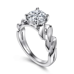 Hot Gabriel & Co. Joie - 14K White Gold Twisted Diamond Engagement Ring