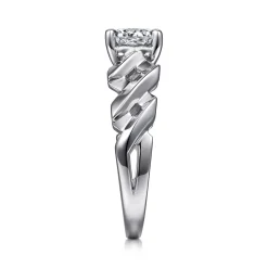 Hot Gabriel & Co. Joie - 14K White Gold Twisted Diamond Engagement Ring