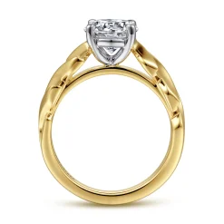 New Gabriel & Co. Joie - 14K White-Yellow Gold Twisted Diamond Engagement Ring