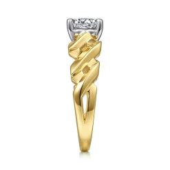 New Gabriel & Co. Joie - 14K White-Yellow Gold Twisted Diamond Engagement Ring