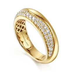 Best Gabriel & Co. Jojo - 14K Yellow Gold Beads setting Diamond Anniversary Band - 0.35 ct