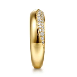 Best Gabriel & Co. Jojo - 14K Yellow Gold Beads setting Diamond Anniversary Band - 0.35 ct