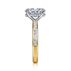 Hot Gabriel & Co. Jonah - 14K White-Yellow Gold Channel Set Baguette Oval Diamond Engagement Ring