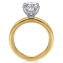 Hot Gabriel & Co. Jonah - 14K White-Yellow Gold Channel Set Baguette Oval Diamond Engagement Ring