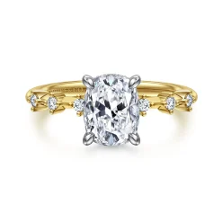 Sale Gabriel & Co. Joplin - 14K White-Yellow Gold Elongated Cushion Diamond Engagement Ring
