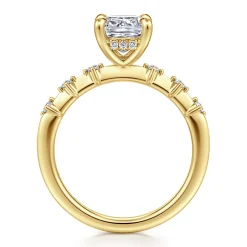 New Gabriel & Co. Joplin - 14K Yellow Gold Cushion Cut Diamond Engagement Ring