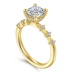 New Gabriel & Co. Joplin - 14K Yellow Gold Cushion Cut Diamond Engagement Ring
