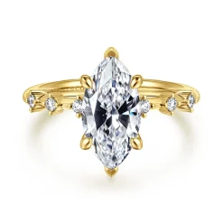 Best Gabriel & Co. Joplin - 14K Yellow Gold Marquise Shape Diamond Engagement Ring