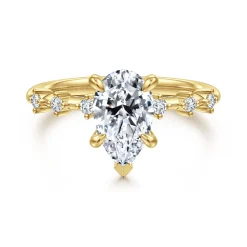 Discount Gabriel & Co. Joplin - 14K Yellow Gold Pear Shape Diamond Engagement Ring