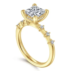Best Gabriel & Co. Joplin - 14K Yellow Gold Princess Cut Diamond Engagement Ring