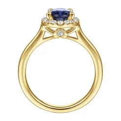 Hot Gabriel & Co. Jordana - 14K Yellow Gold Oval Halo Sapphire and Diamond Engagement Ring