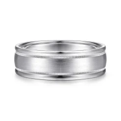 Online Gabriel & Co. Joseph - 14K White Gold 7mm - Men's Wedding Band in Satin Finish