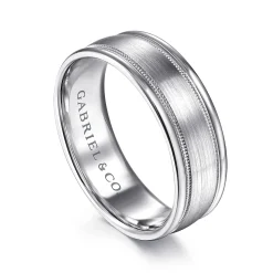 Online Gabriel & Co. Joseph - 14K White Gold 7mm - Men's Wedding Band in Satin Finish