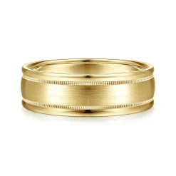 Discount Gabriel & Co. Joseph - 14K Yellow Gold 7mm - Men's Wedding Band in Satin Finish