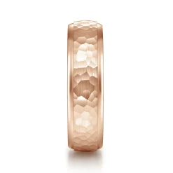 Best Gabriel & Co. Joshua - 14K Rose Gold 6mm - Hammered Finish Men's Wedding Band