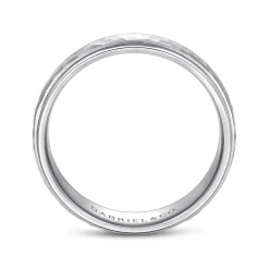Sale Gabriel & Co. Joshua - 14K White Gold 6mm - Hammered Finish Men's Wedding Band