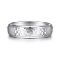 Sale Gabriel & Co. Joshua - 14K White Gold 6mm - Hammered Finish Men's Wedding Band