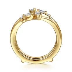 Best Gabriel & Co. Journey - 14K Yellow Gold Prong set Marquise and Round Diamond Ring Enhancer - 0.4 ct