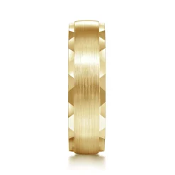 Discount Gabriel & Co. Julian - 14K Yellow Gold 6mm - Satin Finish Men's Wedding Band with Carved Edge