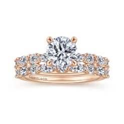 Discount Gabriel & Co. Juliet - 14K Rose Gold Round Diamond Engagement Ring
