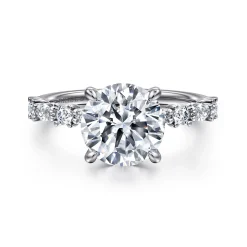 Best Gabriel & Co. Juliet - 14K White Gold Round Diamond Engagement Ring