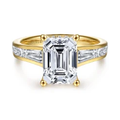 Online Gabriel & Co. Juney - 14K Yellow Gold Channel set Baguette Emerald Cut Diamond Engagement Ring
