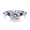 Clearance Gabriel & Co. Kallie - 14K White Gold Round Diamond and Sapphire Engagement Ring