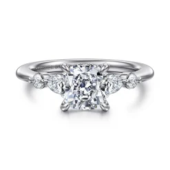 New Gabriel & Co. Kallie - 14K White-Rose Gold Cushion Cut Diamond Engagement Ring