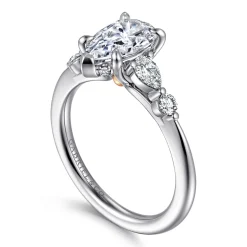 Discount Gabriel & Co. Kallie - 14K White-Rose Gold Pear Shape Diamond Engagement Ring