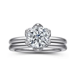 Hot Gabriel & Co. Kamera - 14K White Gold 6 Prong Round Solitaire Engagement Ring