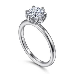Best Gabriel & Co. Kamera - 14K White Gold 6 Prong Round Solitaire Engagement Ring