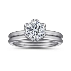 Best Gabriel & Co. Kamera - 14K White Gold 6 Prong Round Solitaire Engagement Ring