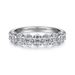 Discount Gabriel & Co. Kauai - 14K White Gold Diamond Cluster Station Anniversary Band - 1 ct