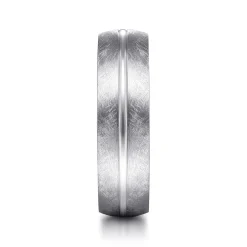Outlet Gabriel & Co. Kayden - 14K White Gold 6mm - Brushed Diamond Cut Men's Wedding Band