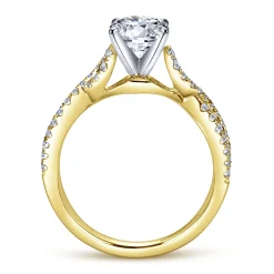 Gabriel & Co. Kayla - 14K White-Yellow Gold Twisted Round Diamond Engagement Ring