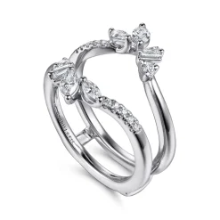 Clearance Gabriel & Co. Keisha - 14K White Gold Prong Set Fancy Diamond Ring Enhancer - 0.5 ct
