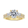 New Gabriel & Co. Kendal - 14K Yellow Gold Round Three Stone Diamond Engagement Ring
