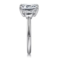 Hot Gabriel & Co. Kenia - 14K White Gold Emerald Cut Three Stone Diamond Engagement Ring