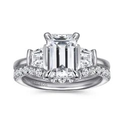 Hot Gabriel & Co. Kenia - 14K White Gold Emerald Cut Three Stone Diamond Engagement Ring