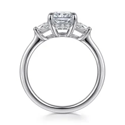 Best Gabriel & Co. Kenia - 14K White Gold Radiant Cut Three Stone Diamond Engagement Ring