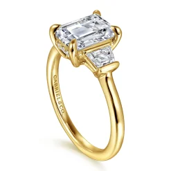 Online Gabriel & Co. Kenia - 14K Yellow Gold Emerald Cut Three Stone Diamond Engagement Ring
