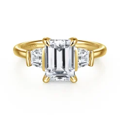 Online Gabriel & Co. Kenia - 14K Yellow Gold Emerald Cut Three Stone Diamond Engagement Ring