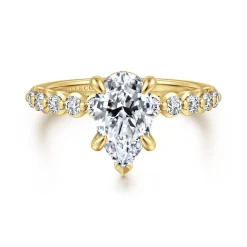 Sale Gabriel & Co. Kim - 14K Yellow Gold Pear Shape Diamond Engagement Ring