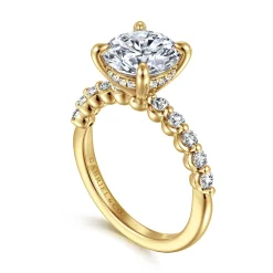 New Gabriel & Co. Kim - 14K Yellow Gold Round Diamond Engagement Ring